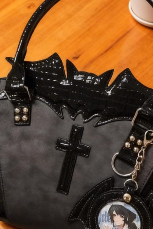Black Y2K Gothic Ita Crossbody Bag for Pin Display