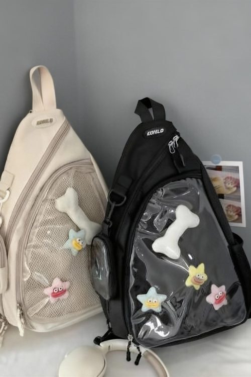 Black Y2K Ita Crossbody Bag for Plushies and Pins