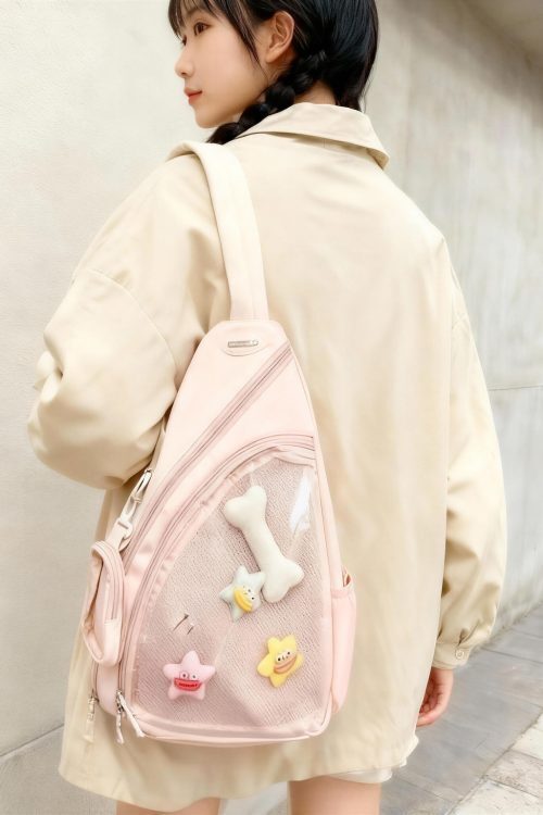 Black Y2K Ita Crossbody Bag for Plushies and Pins