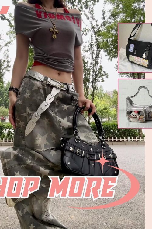 Black Y2K Vintage Crossbody Bag for Pin Display