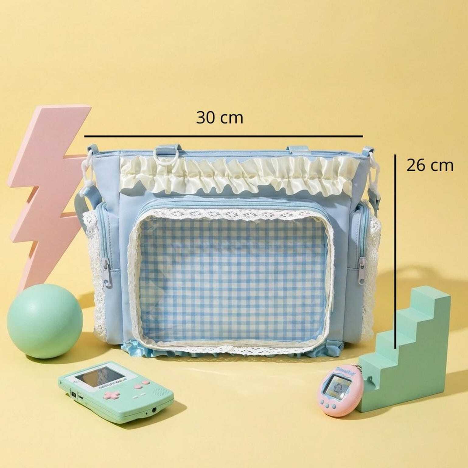 Blue Convertible Ita Bag with Clear Window for Pin Display Blue Convertible Ita Bag with Clear Window for Pin Display