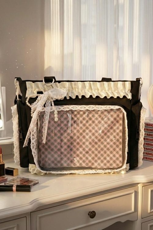 Blue Convertible Ita Bag with Clear Window for Pin Display