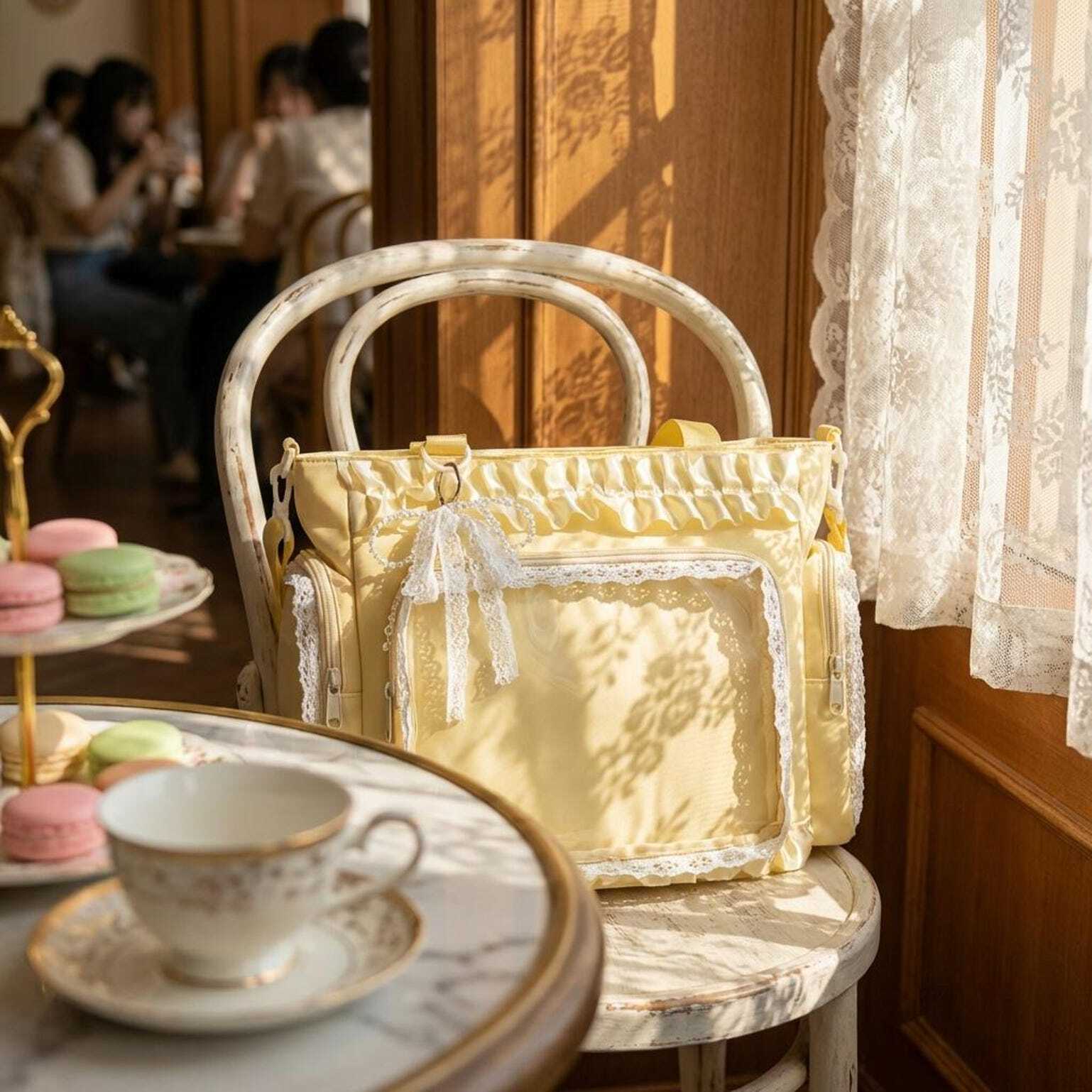 Blue Convertible Ita Bag with Clear Window for Pin Display Blue Convertible Ita Bag with Clear Window for Pin Display