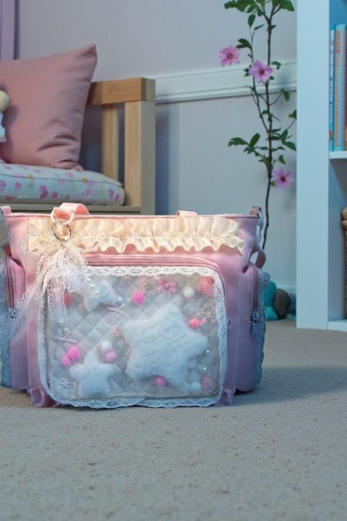 Blue Convertible Ita Bag with Clear Window for Pin Display