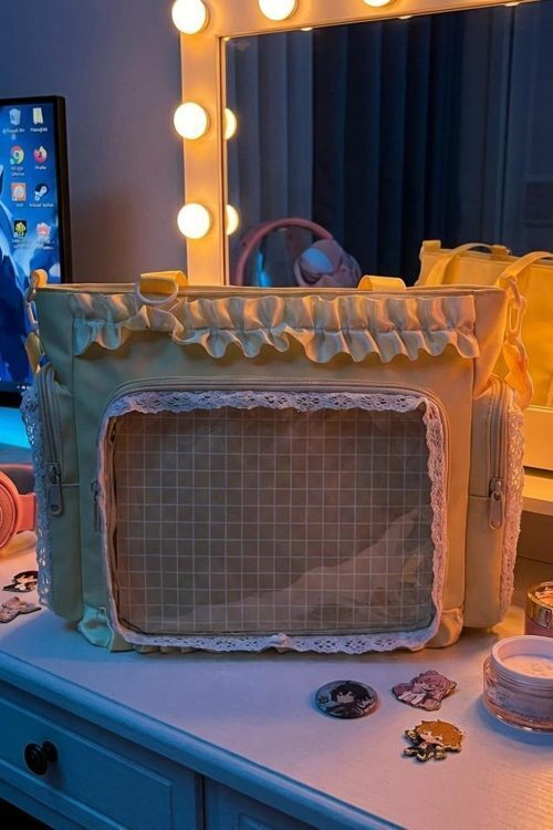 Blue Convertible Ita Bag with Clear Window for Pin Display