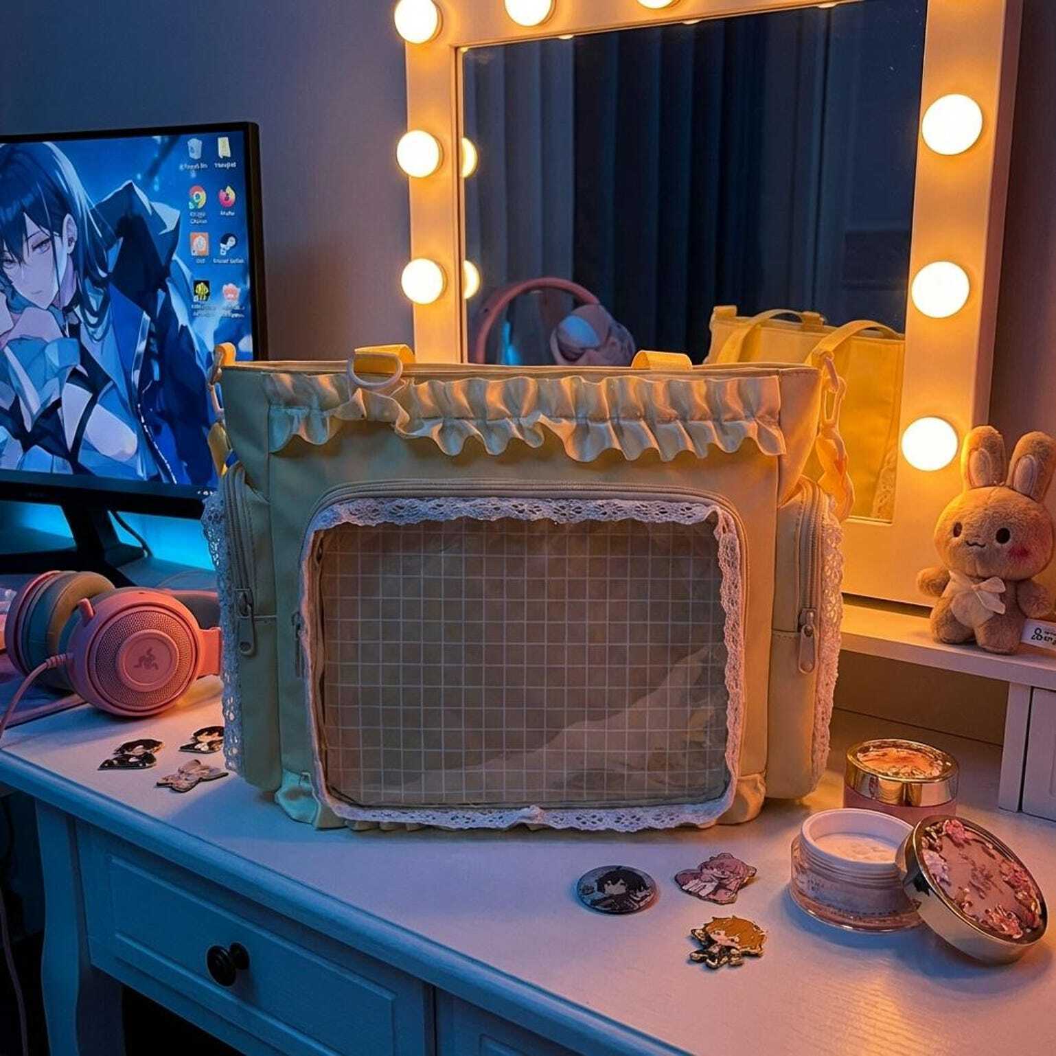 Blue Convertible Ita Bag with Clear Window for Pin Display Blue Convertible Ita Bag with Clear Window for Pin Display