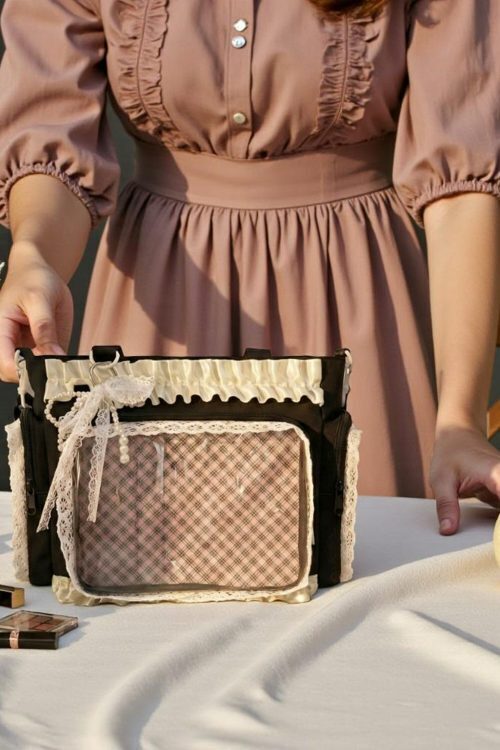 Blue Convertible Ita Bag with Clear Window for Pin Display