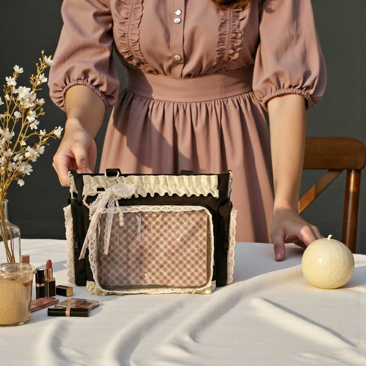 Blue Convertible Ita Bag with Clear Window for Pin Display Blue Convertible Ita Bag with Clear Window for Pin Display