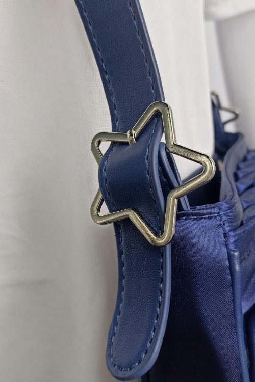 Blue Ita Crossbody Bag with Clear Window and Included Insert for Pin Display