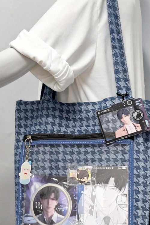 Blue Ita Shoulder Bag with Clear Window and Included Insert for Plushies and Pins