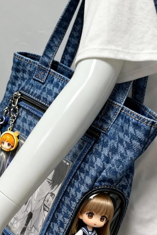 Blue Ita Shoulder Bag with Clear Window and Included Insert for Plushies and Pins