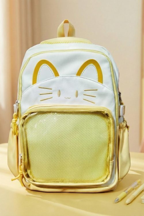 Blue Kawaii Cat Ita Backpack for Pin Display