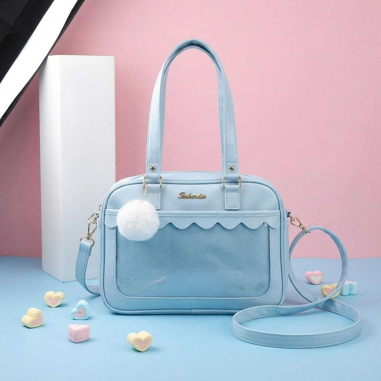 Blue Kawaii Convertible Ita Bag for Pin Display Blue Kawaii Convertible Ita Bag for Pin Display