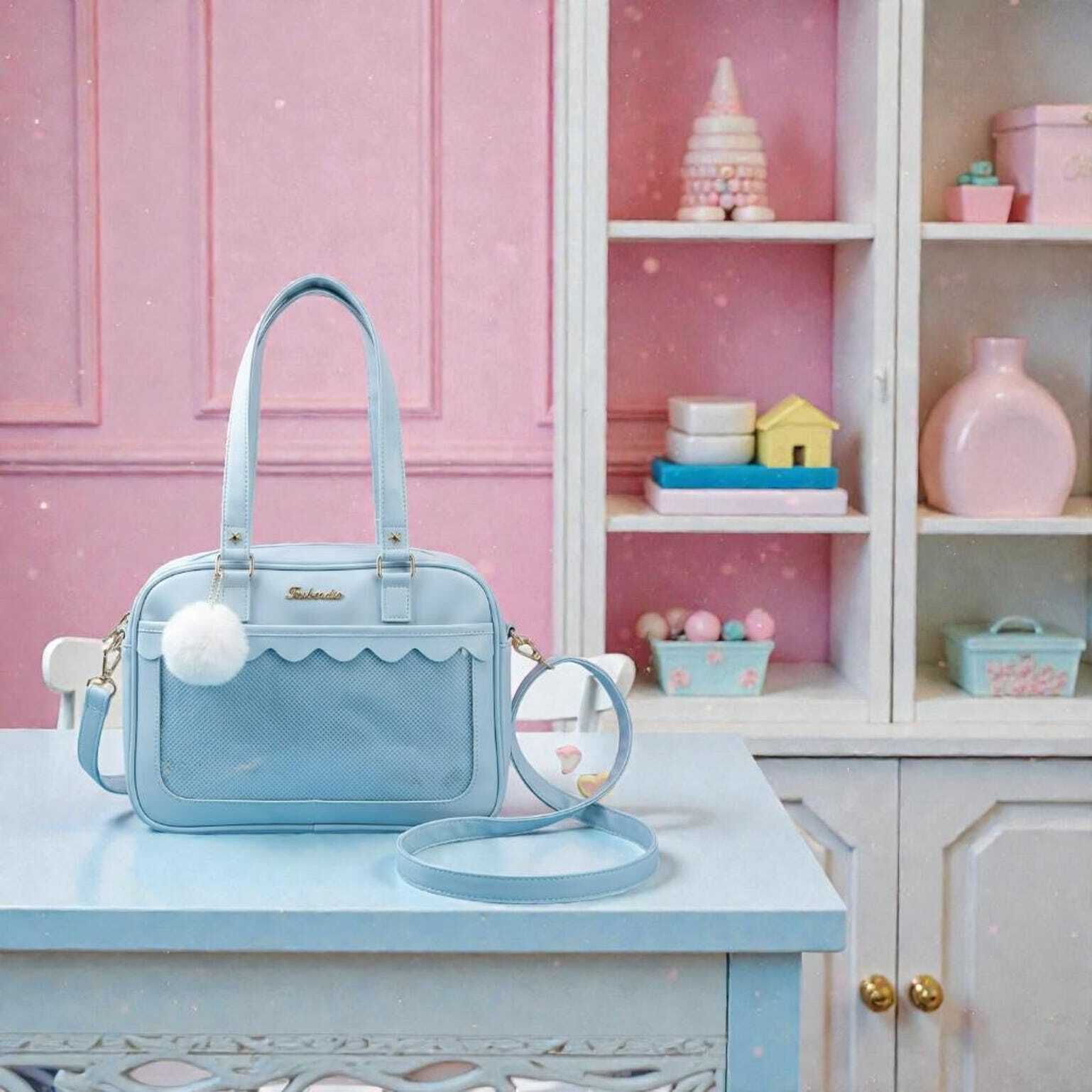 Blue Kawaii Convertible Ita Bag for Pin Display Blue Kawaii Convertible Ita Bag for Pin Display