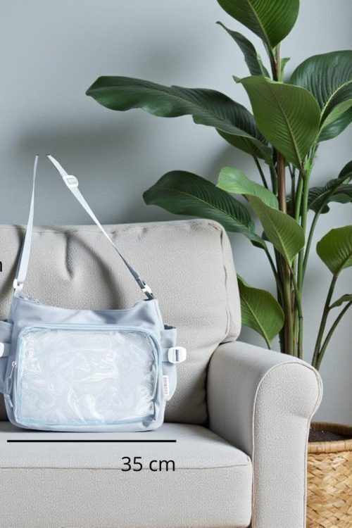 Blue Kawaii Convertible Ita Bag with Clear Window for Pin Display