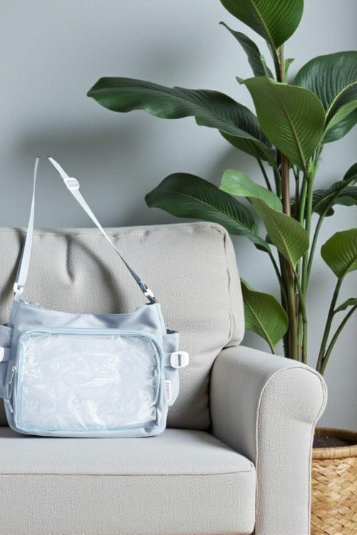 Blue Kawaii Convertible Ita Bag with Clear Window for Pin Display