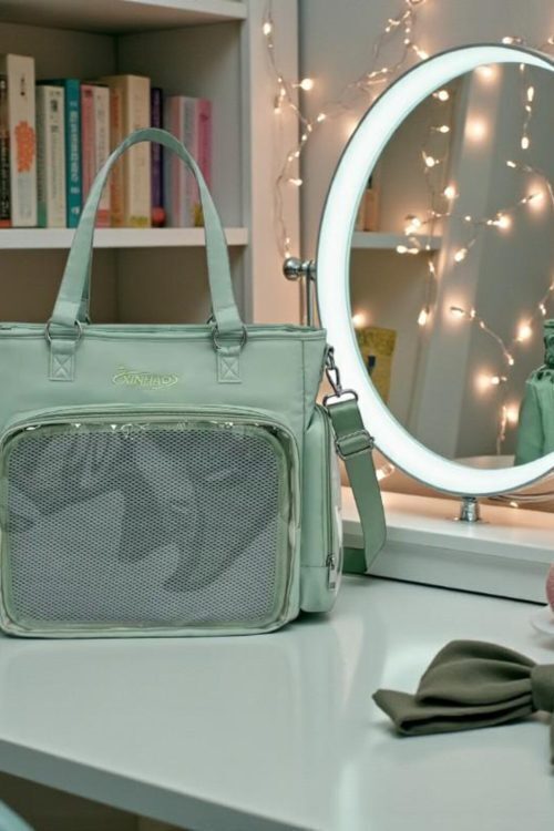 Blue Kawaii Convertible Ita Bag with Clear Window for Pin Display