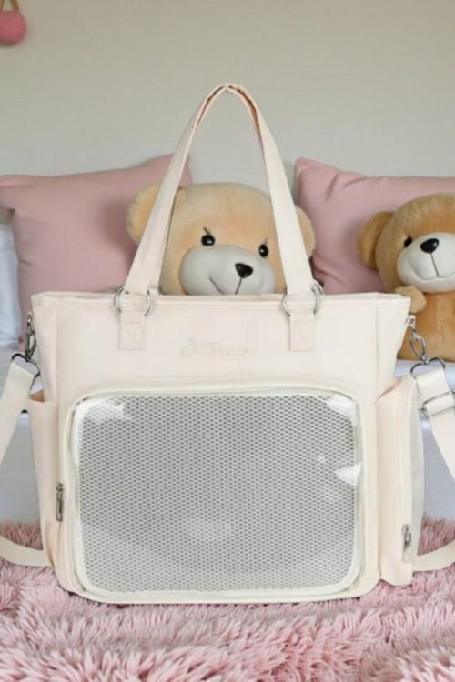 Blue Kawaii Convertible Ita Bag with Clear Window for Pin Display