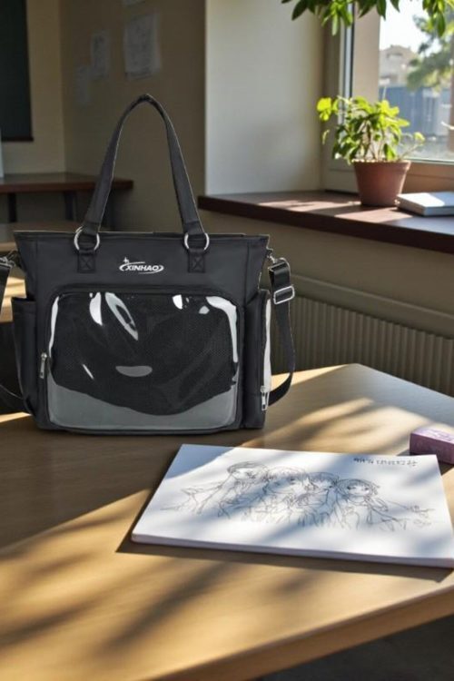 Blue Kawaii Convertible Ita Bag with Clear Window for Pin Display