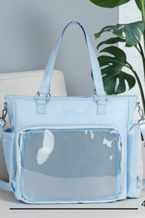 Blue Kawaii Convertible Ita Bag with Clear Window for Pin Display