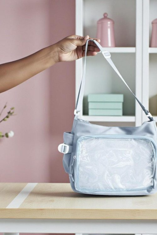 Blue Kawaii Convertible Ita Bag with Clear Window for Pin Display