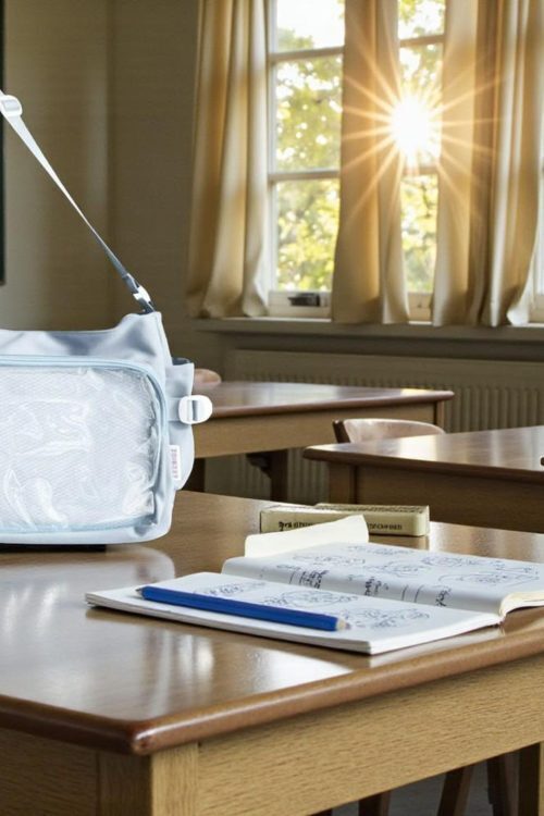 Blue Kawaii Convertible Ita Bag with Clear Window for Pin Display