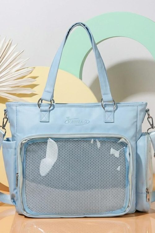 Blue Kawaii Convertible Ita Bag with Clear Window for Pin Display