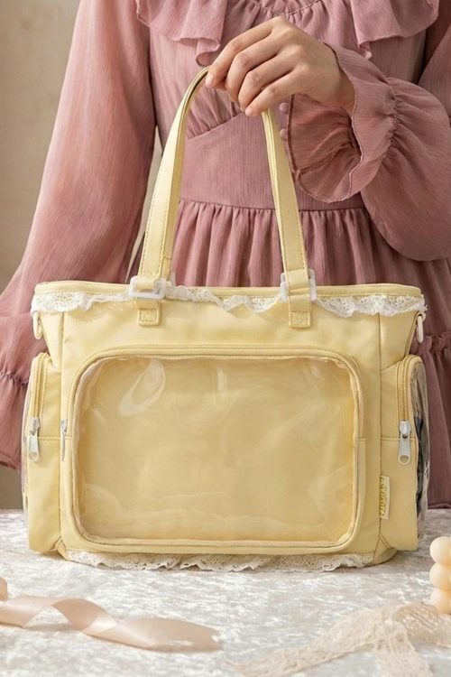 Blue Kawaii Convertible Ita Bag with Clear Window for Pin Display