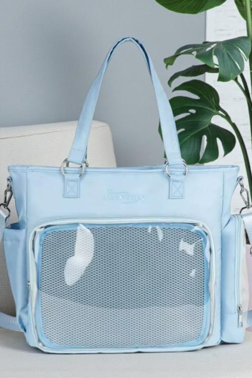 Blue Kawaii Convertible Ita Bag with Clear Window for Pin Display