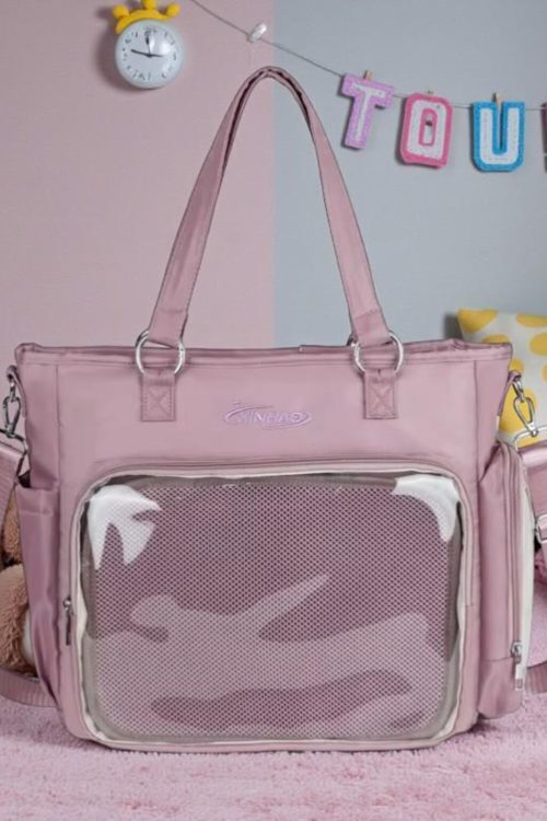 Blue Kawaii Convertible Ita Bag with Clear Window for Pin Display