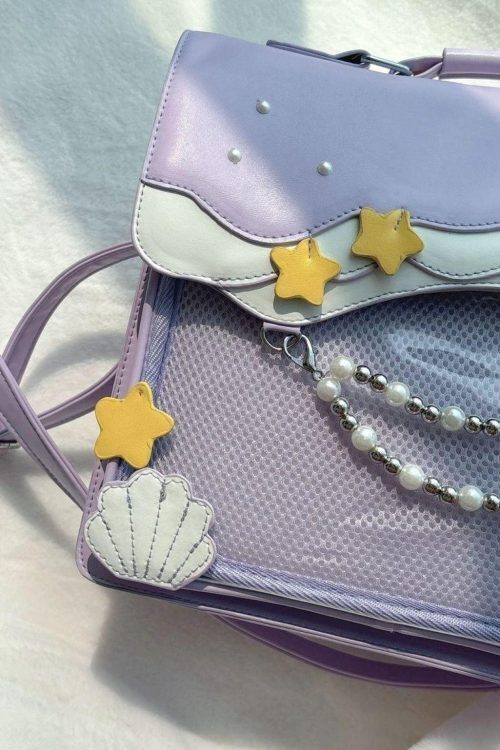 Blue Kawaii Ita Backpack with Clear Window for Photocards and Pins