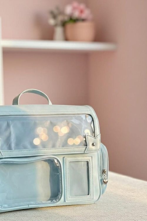 Blue Kawaii Pastel Convertible Ita Bag for Pin Display