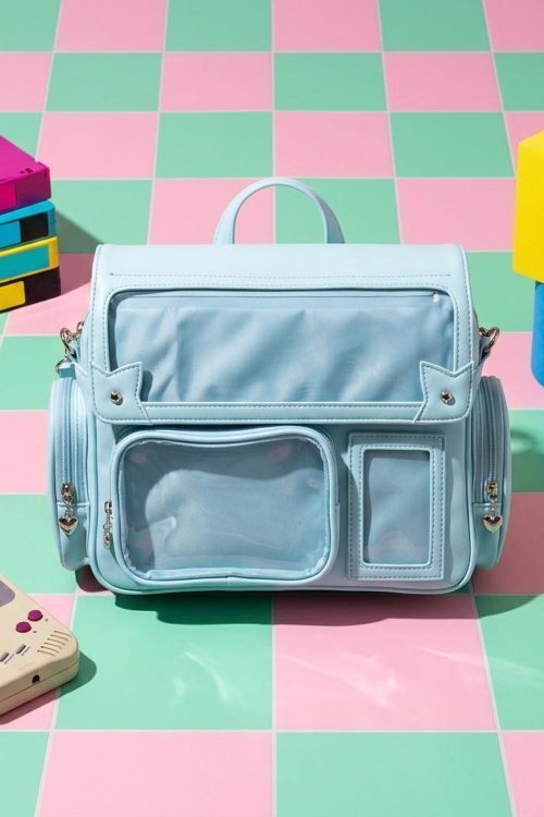 Blue Kawaii Pastel Convertible Ita Bag for Pin Display