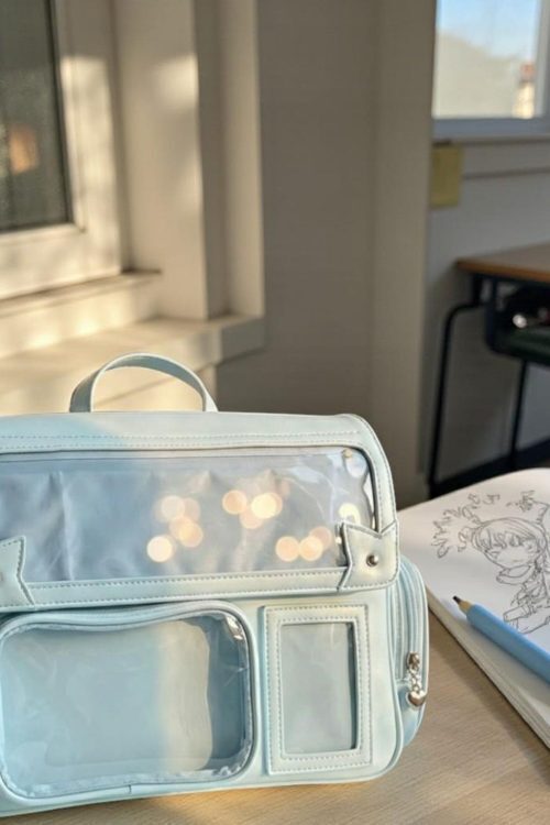 Blue Kawaii Pastel Convertible Ita Bag for Pin Display