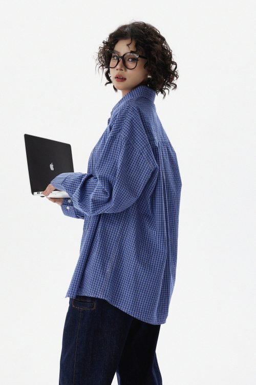 Blue Plaid Long Sleeve Shirt