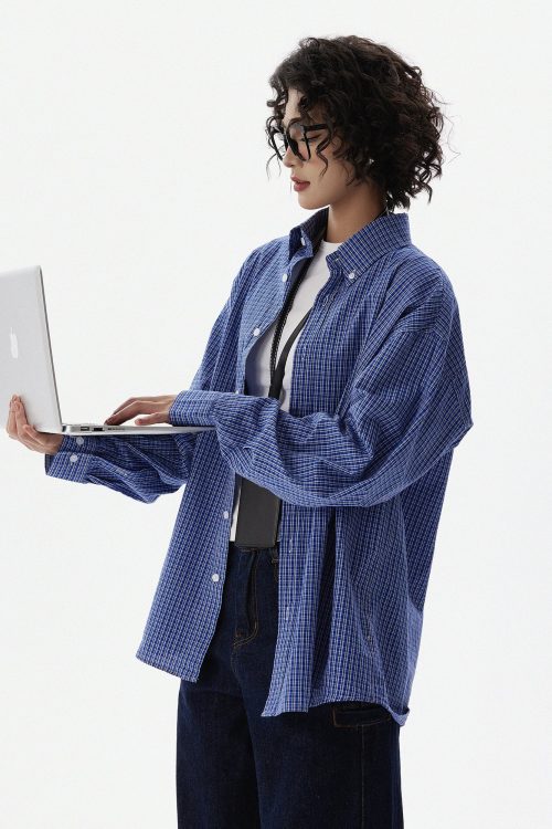 Blue Plaid Long Sleeve Shirt