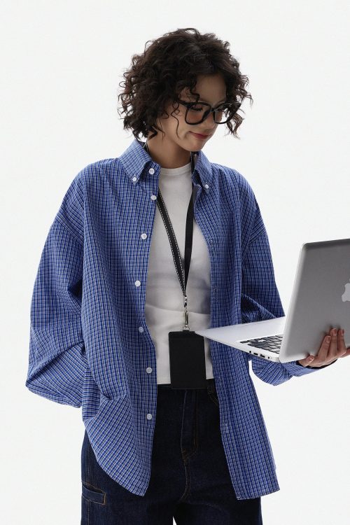 Blue Plaid Long Sleeve Shirt