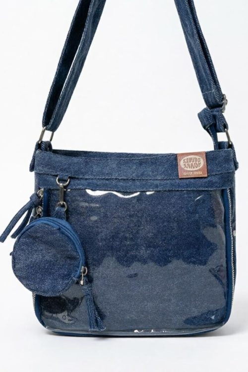 Blue Y2K Ita Messenger Bag with Clear Window for Plushies and Pins