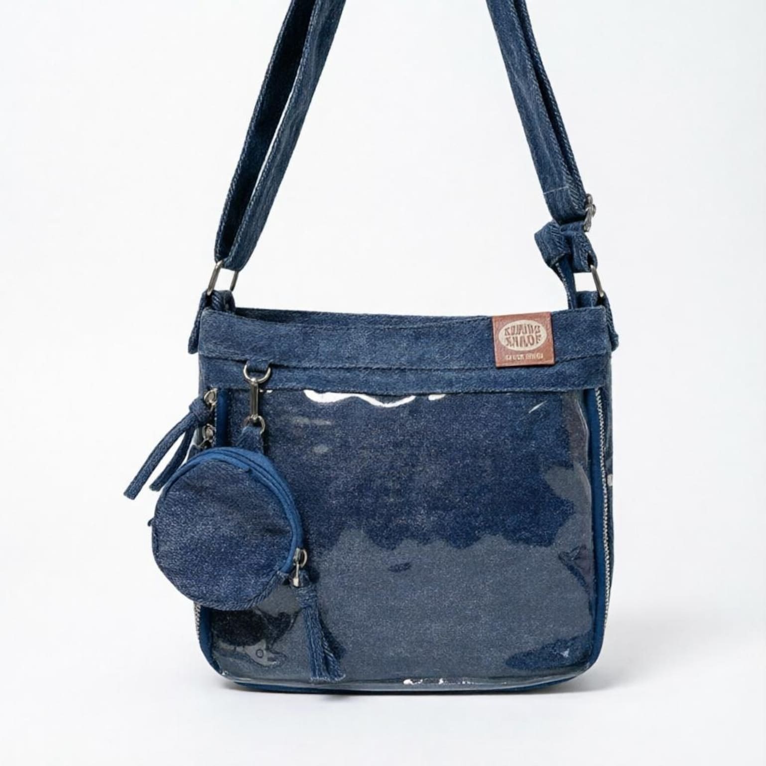 Blue Y2K Ita Messenger Bag with Clear Window for Plushies and Pins Blue Y2K Ita Messenger Bag with Clear Window for Plushies and Pins