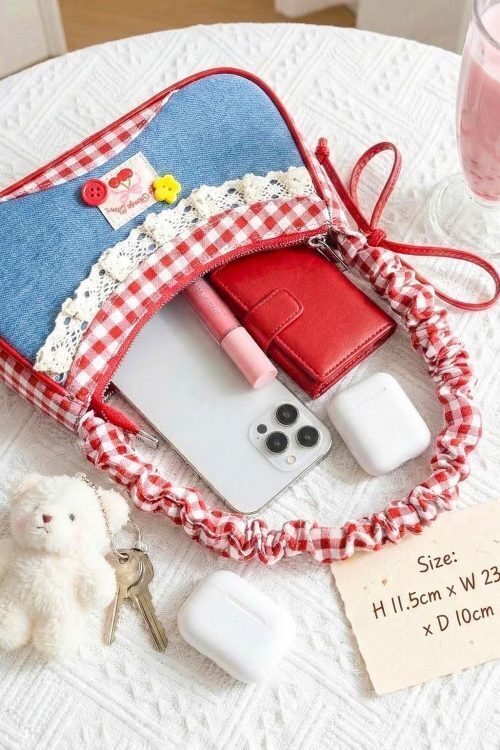 Blue Y2K Lace Convertible Bag for Pin Display