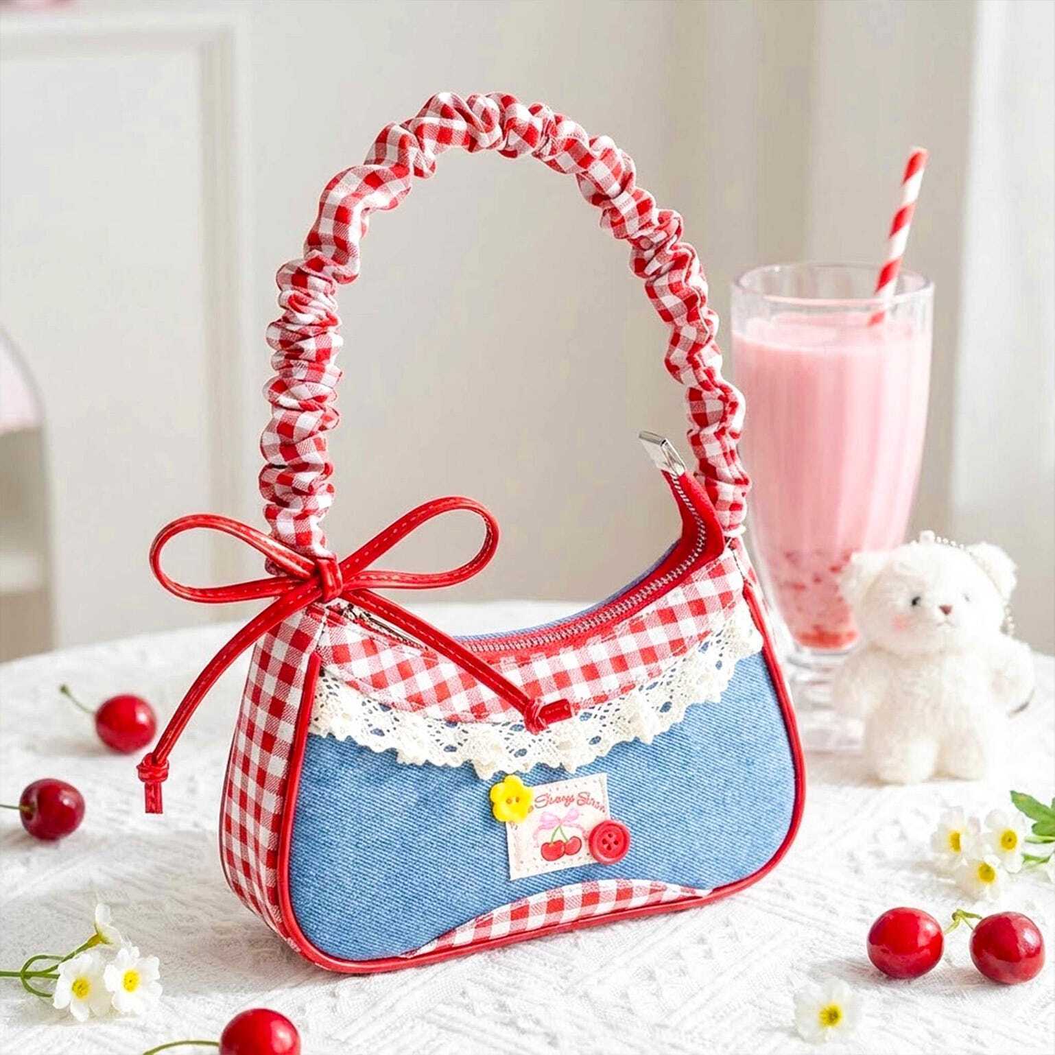 Blue Y2K Lace Convertible Bag for Pin Display Blue Y2K Lace Convertible Bag for Pin Display