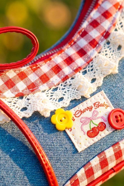 Blue Y2K Lace Convertible Bag for Pin Display