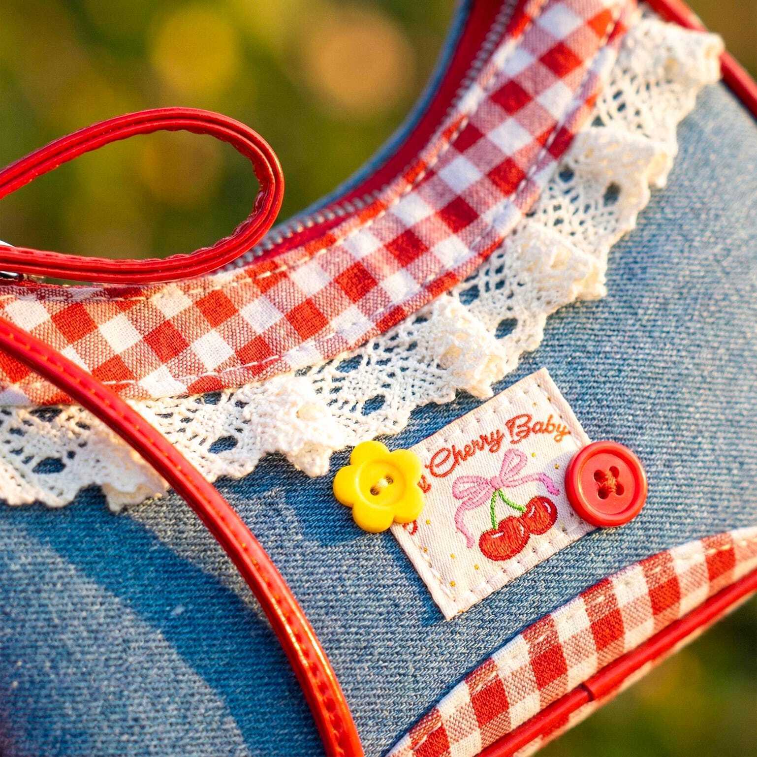 Blue Y2K Lace Convertible Bag for Pin Display Blue Y2K Lace Convertible Bag for Pin Display