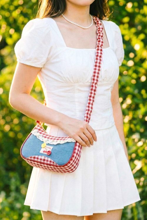 Blue Y2K Lace Convertible Bag for Pin Display