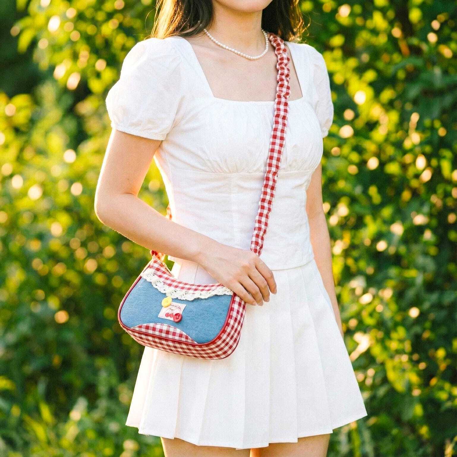 Blue Y2K Lace Convertible Bag for Pin Display Blue Y2K Lace Convertible Bag for Pin Display