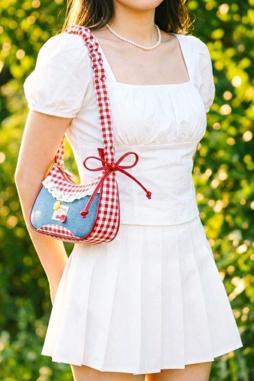 Blue Y2K Lace Convertible Bag for Pin Display