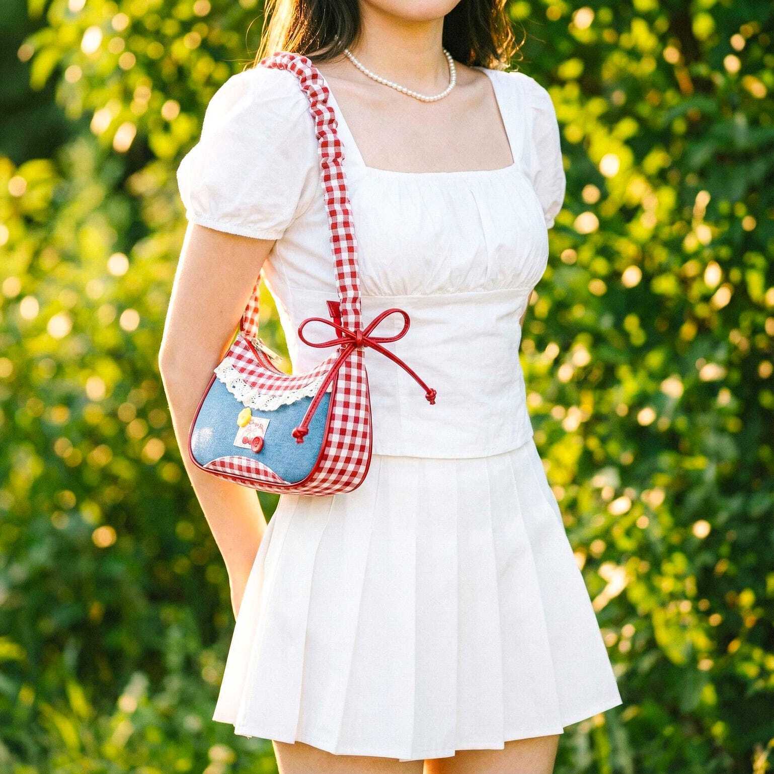 Blue Y2K Lace Convertible Bag for Pin Display Blue Y2K Lace Convertible Bag for Pin Display