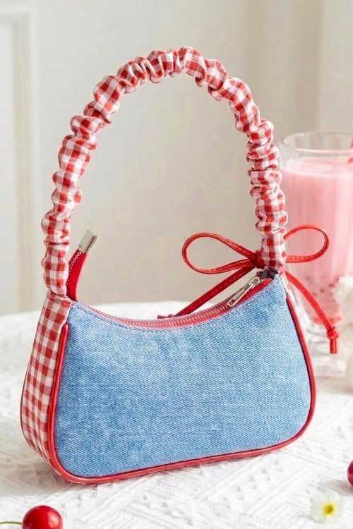 Blue Y2K Lace Convertible Bag for Pin Display