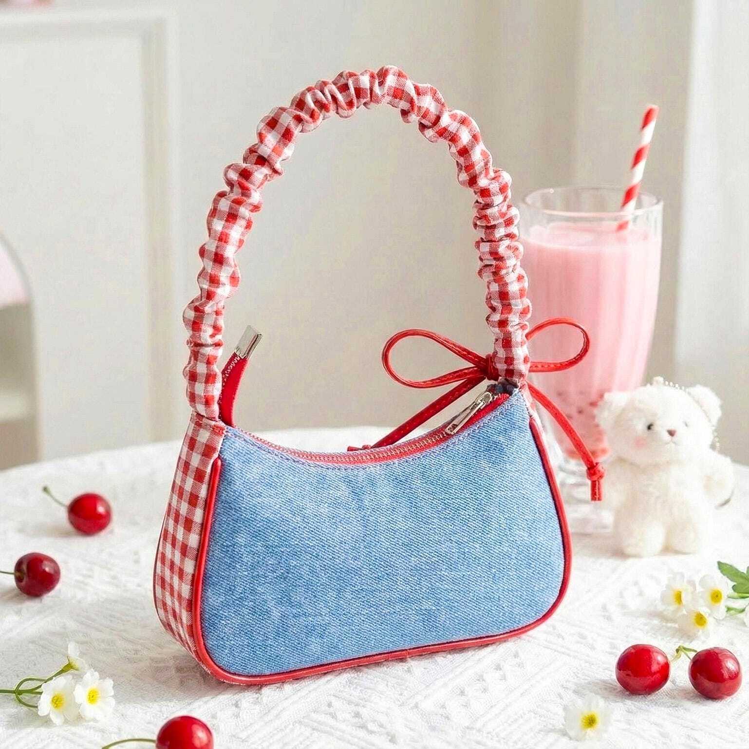 Blue Y2K Lace Convertible Bag for Pin Display Blue Y2K Lace Convertible Bag for Pin Display