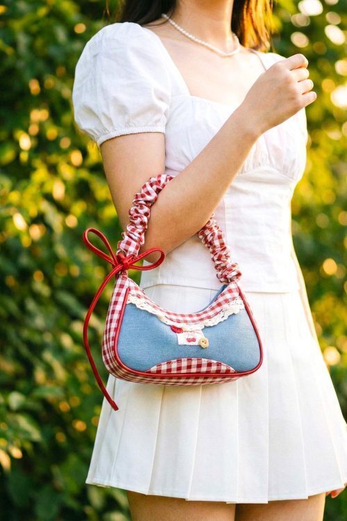 Blue Y2K Lace Convertible Bag for Pin Display